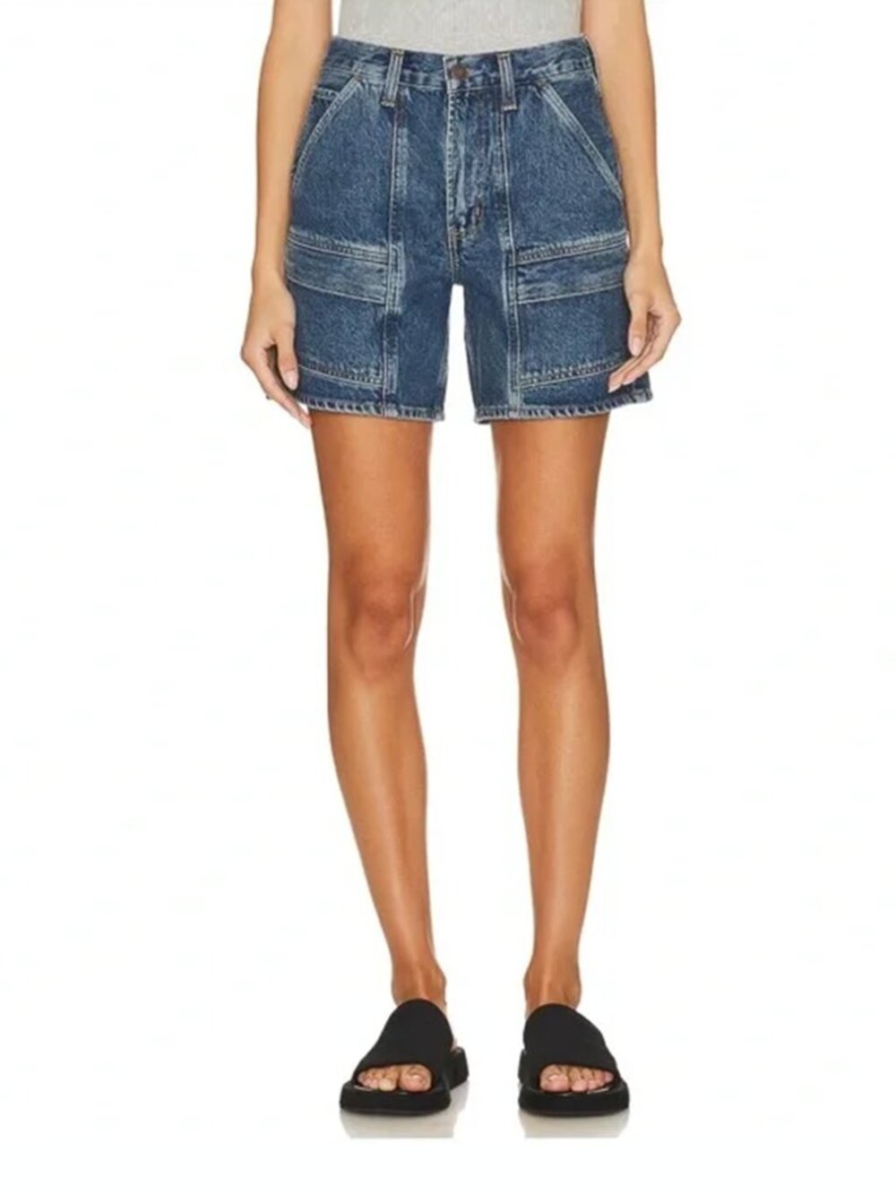 Agolde Cooper Cargo Shorts Women's Ambition Blue Denim Jean - Size 24